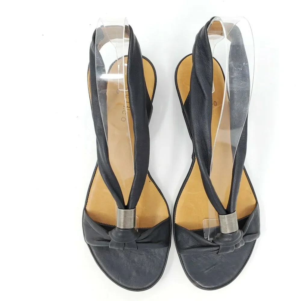 Raquel By Coclico Napa Black Strappy Ankle Strap Open Toe Sandals 37.5